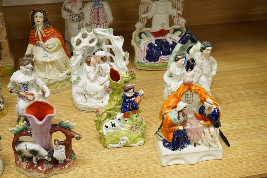 Fifteen various Staffordshire figures. Condition - fair to good